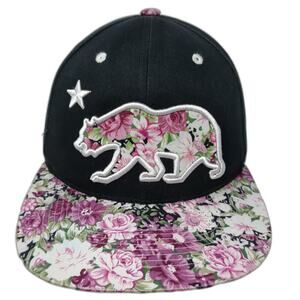 California Republic Bear Snapback Cap Multi One Size Adjustable Floral Top Level